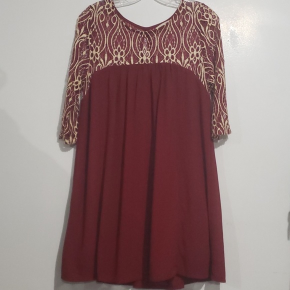 burgundy babydoll dress